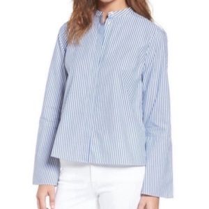 MADEWELL ☆ Poplin Stripe Bell Sleeve Button Up